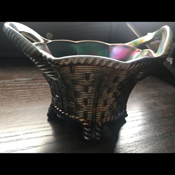 Vintage Northwood Carnival Glass Footed Basket Amethyst - Picture 2 of 11